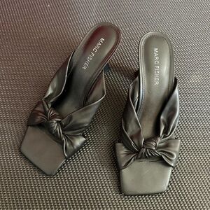 Marc Fisher Black Knotted Slide Sandals